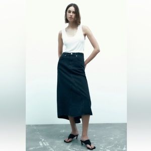 Zara Denim MIDI Skirt NWT